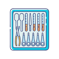 Colorful Manicure Set Illustration with Blue Case and Tools