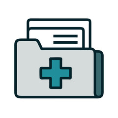 Medical Records Folder Icon, healthcare and documentation symbol