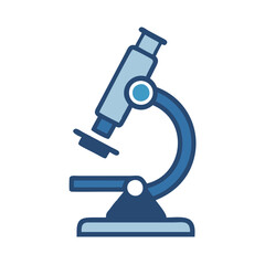 Blue microscope illustration, science, research, vector on black