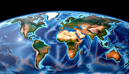Detailed Globe Representation Showing Ocean Currents and Landmasses