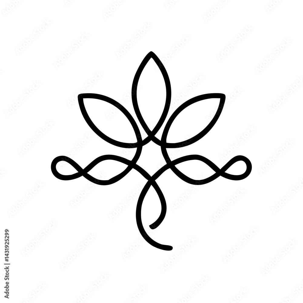 Poster elegant stylized floral design with intertwining lines creating a sense of growth and balance in a m