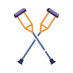 Crutches illustration crossed, medical assistive device for walking
