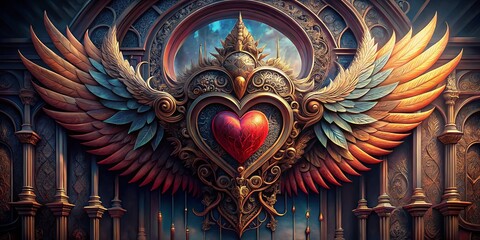 Tribal Heart Wings Tattoo Design Architectural Photography