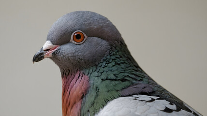 Elegant pigeon close up detailed feathers soft light. Generated With AI