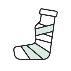 Cartoon image of a broken leg in a cast