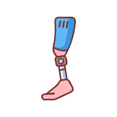 Colorful Cartoon Illustration of Leg Prosthesis on Black Background