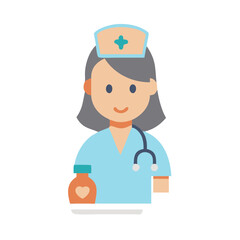 Cartoon Nurse Holding Medication Bottle with Stethoscope Image