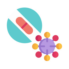 Antiviral pill with molecule, treatment concept and flat design