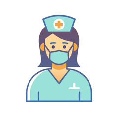 Cartoon Nurse Wearing a Mask Illustration on Black