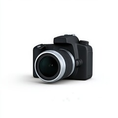 Isolated digital camera close up on white background