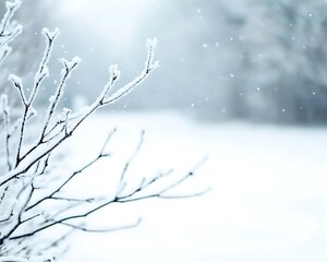 Obraz premium Ethereal Snowy Branches Embrace the Winter's Calm, Whispering Serenity in Frozen Nature of excellence