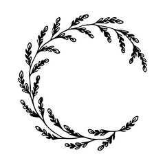 A delicate romantic floral wreath with tiny buds and flowers carefully arranged in a circle shape.