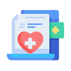 Medical record with heart and plus icon