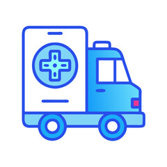 Modern Blue Ambulance Vector on Black Background Illustration