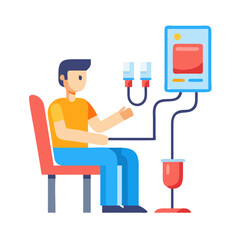 Hemodialysis Treatment Flat Icon, Patient in Dialysis Chair