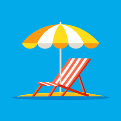 beach chairs and umbrella