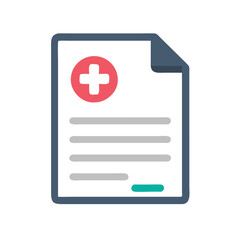 Fototapeta premium Medical Record Document Icon on black isolated background