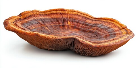 Unique wooden bowl crafted from natural materials, showcasing intricate textures and patterns in an artistic design