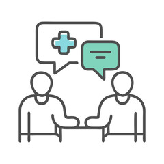 Healthcare Consultation Icon with People and Chat Bubbles