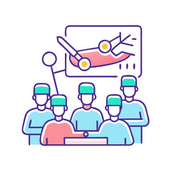 Medical team learning a new surgical procedure technique