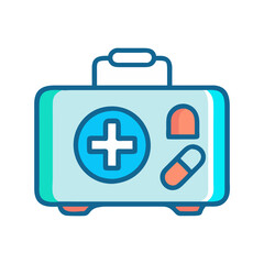 Fototapeta premium Cute Cartoon Style First Aid Kit Vector Icon