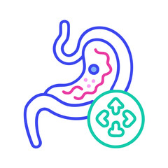 Obraz premium Stomach ulcer vector illustration with medical treatment symbol