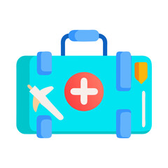 Turquoise first aid kit with medical cross illustration