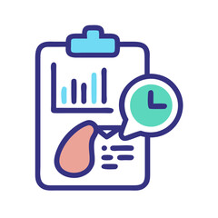 Data report with timer for management planning illustration
