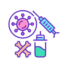 Colorful Virus, Vaccine, and Crossed Bones Medical Illustration