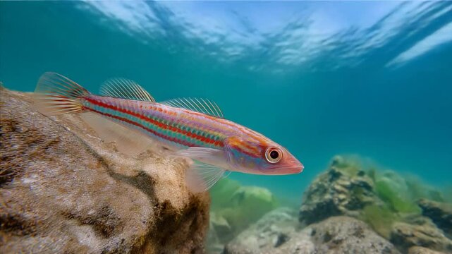 Vibrant Painted Comber in Clear Mediterranean Waters