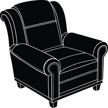 recommend clip art: Recliner Furniture Silhouette Black Vector | Comfortable Chair Vector