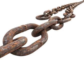 old steel chain isolated on white background, PNG