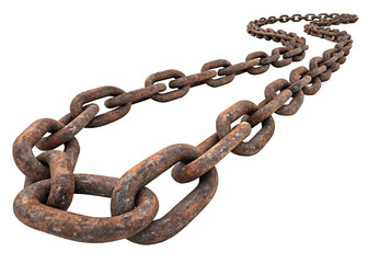 Obraz premium old steel chain isolated on white background, PNG