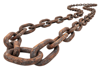 old steel chain isolated on white background, PNG