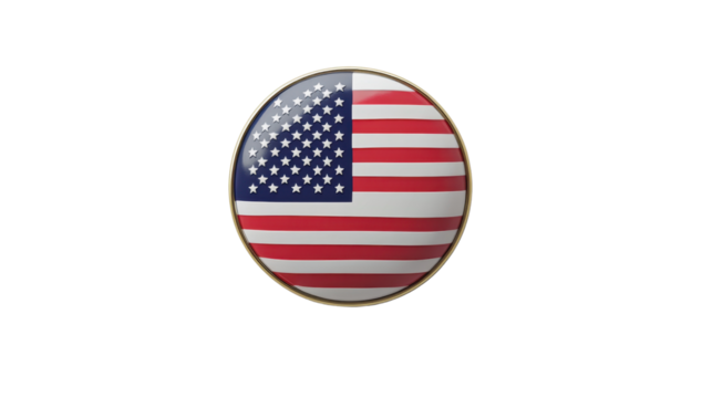 American flag pin circle symbol png isolated on white transparent background