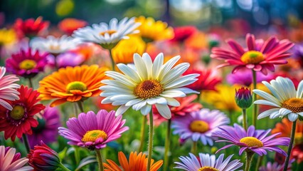 Fototapeta premium Vibrant Daisy Field: A Burst of Spring Color - High-Resolution Stock Photo