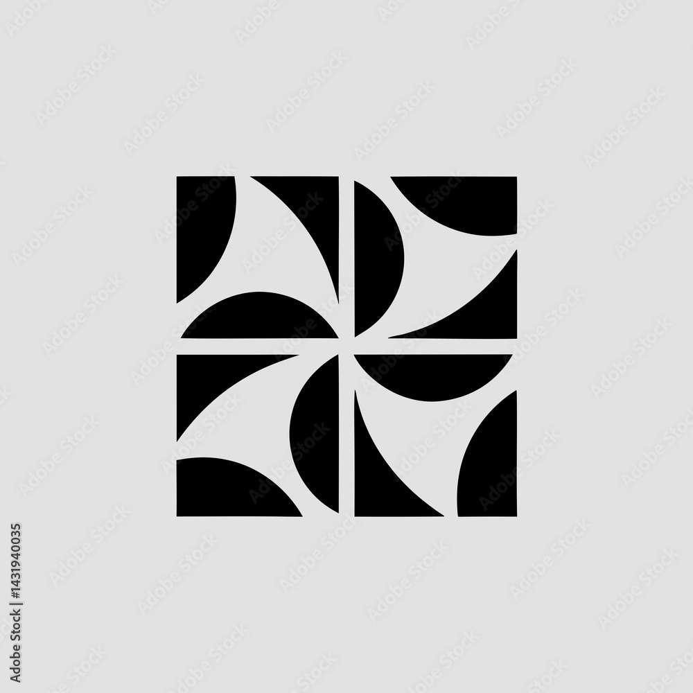 Poster a mesmerizing dance of black and white geometric shapes creating a sense of dynamic movement and vis