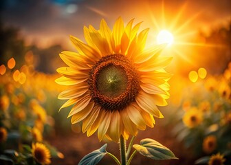 Vibrant Golden Sunflower Close-Up - Long Exposure Photography