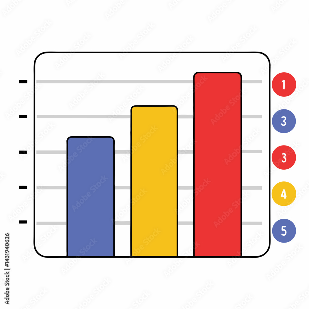 Poster a vibrant bar graph showcasing upward growth and progress with bold color blocks and a simple, clean