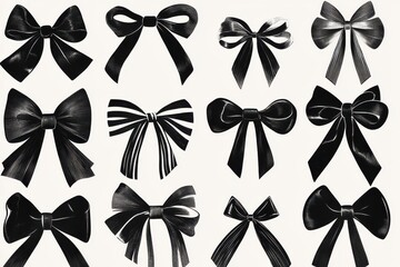 Collection of twelve decorative bows in varying styles and arrangements