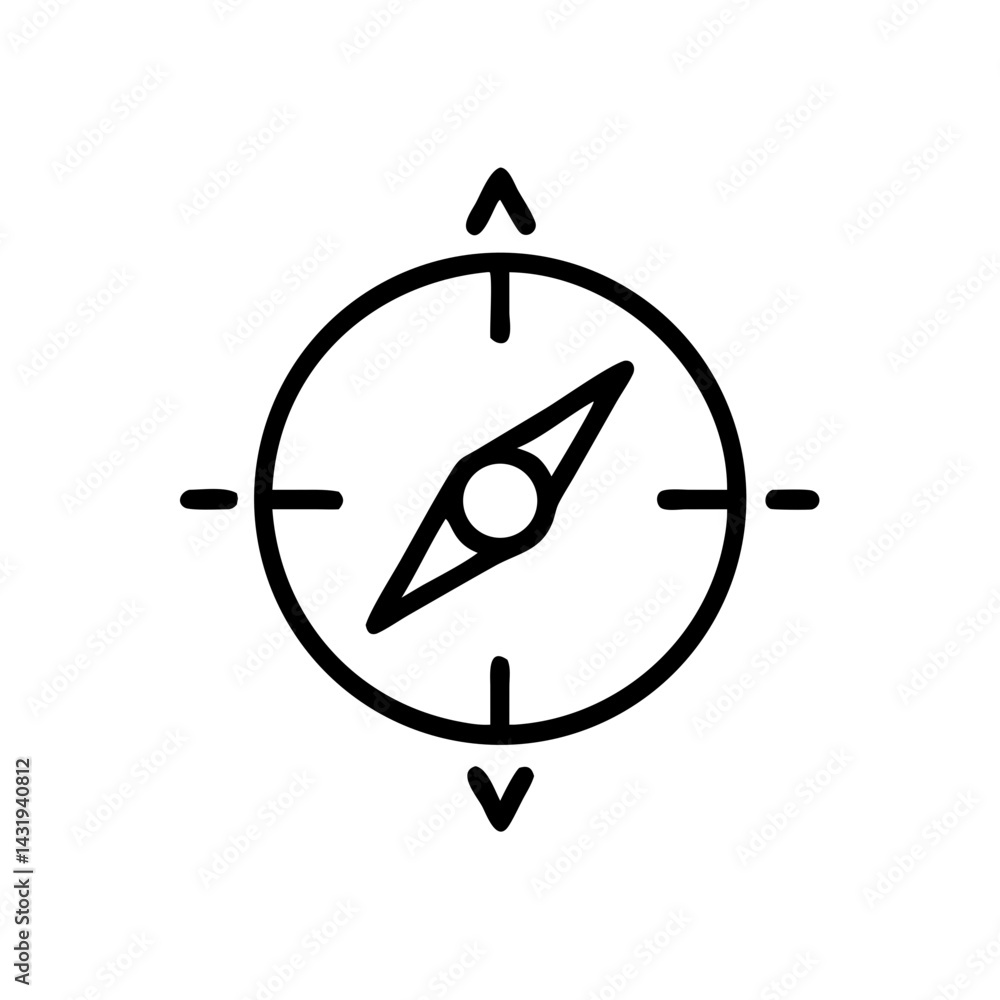 Poster finding your way with a bold compass pointing towards adventure and new discoveries in a simple, cle