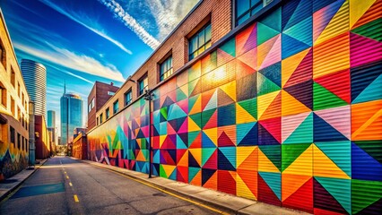 Obraz premium Vibrant Minimalist Street Art Mural - Colorful Urban Wall Painting