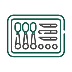 Fototapeta premium Minimalist Medical Surgical Instruments Tray with Vector Icon