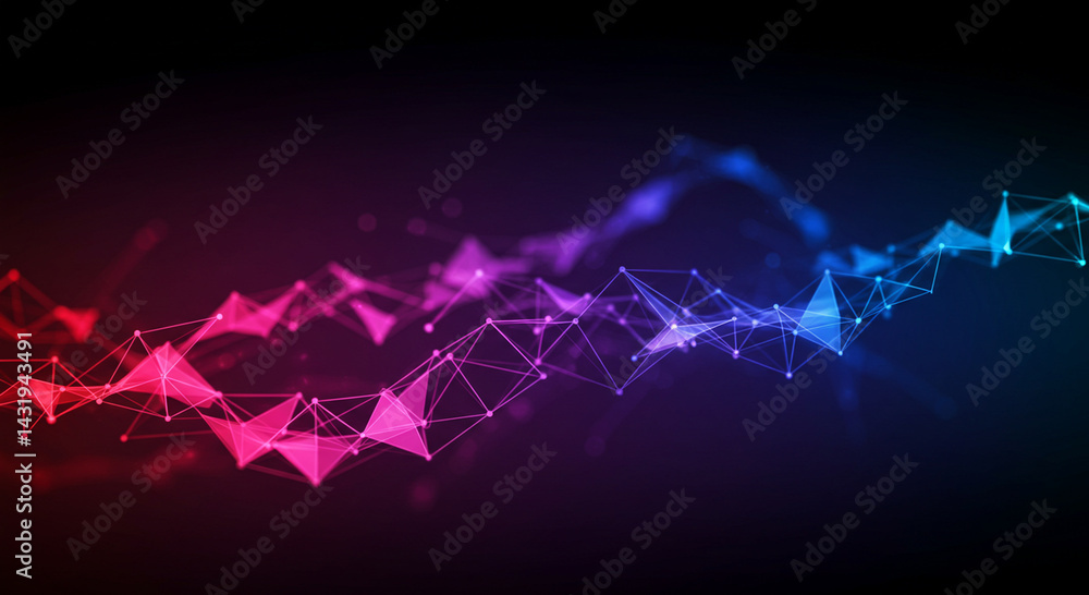 Aufkleber abstract futuristic network connection with dotted lines and geometric shapes