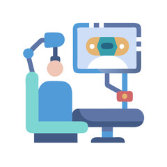 Eye exam machine icon, ophthalmology diagnostic equipment vector