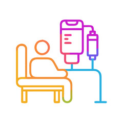 Patient undergoing IV drip therapy icon, vibrant gradient