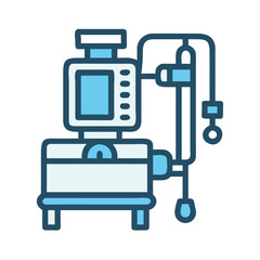 Medical Device Illustration: Blue Ventilator Icon on Black