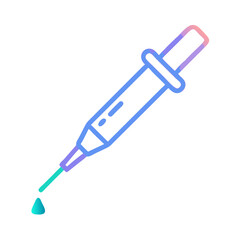 Colorful medical dropper with liquid drop illustration isolated