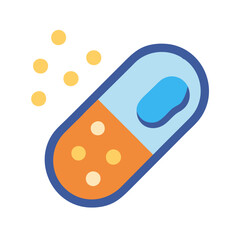 Modern pill capsule icon illustration with medicine dots