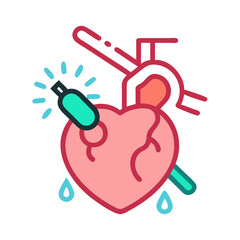 Heart with Injection and Blood Vessel Vector Illustration